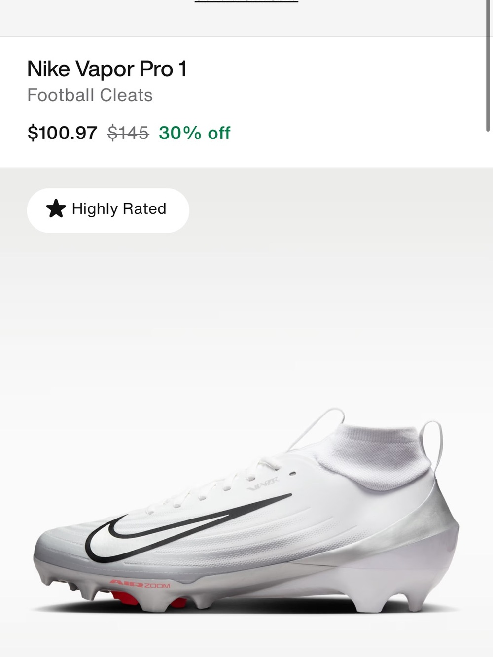 Nike White and Black Men's Football Cleats